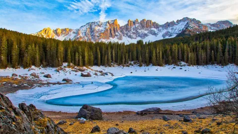 frozen lake and trees - Italy