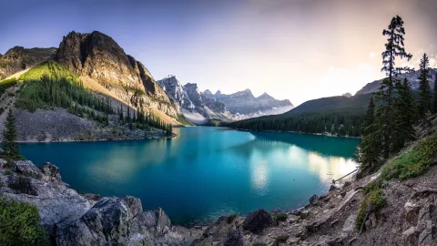 Moraine Lake at sunset